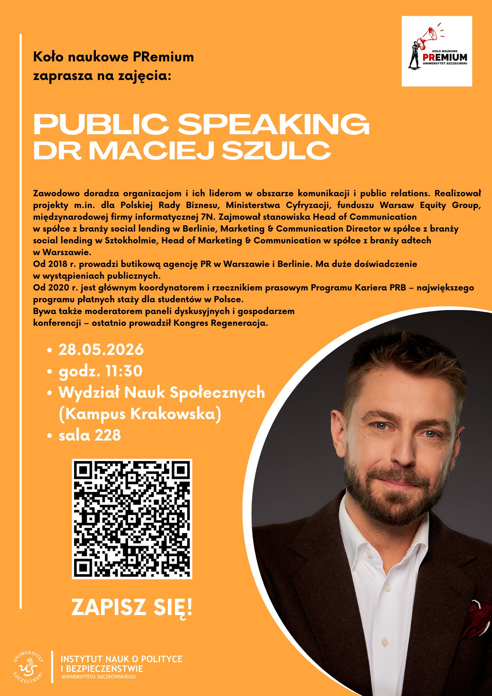 Zaproszenie na zajęcia gościnne z Public Speaking